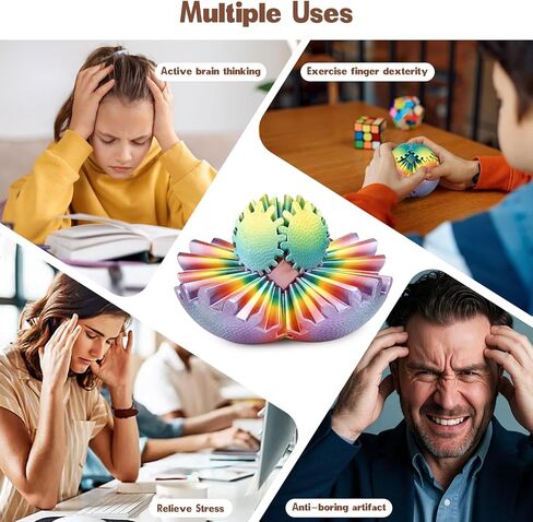 ألعاب الترس في لعبة التغلب للأطفال البالغين ثلاثي الأبعاد المطبوعة الإجهاد تخفيف التروس لمكتب Office Desk Christmas Stoing Stakings Easter Faullers Higders (Sunset Radiant ، 2.5 inch) in Kuwait