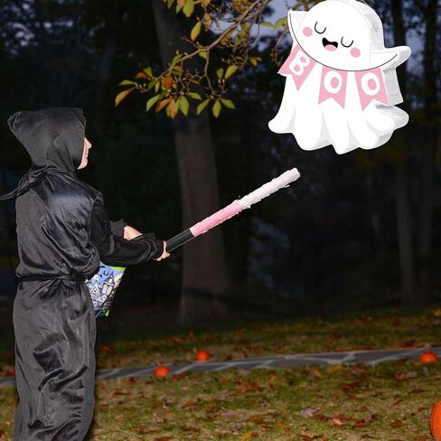 Aoriher Ghost Piñata Pink Halloween Piñata White Pink Ghost Party Piñata مع عصا الخفافيش عصا عصا عصيدة من أجل عيد ميلاد عيد ميلاد Halloween Holide Festival Party Supplies (لطيف) in Saudi Arabia