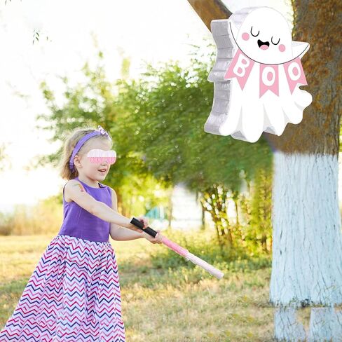 Aoriher Ghost Piñata Pink Halloween Piñata White Pink Ghost Party Piñata مع عصا الخفافيش عصا عصا عصيدة من أجل عيد ميلاد عيد ميلاد Halloween Holide Festival Party Supplies (لطيف) in Saudi Arabia