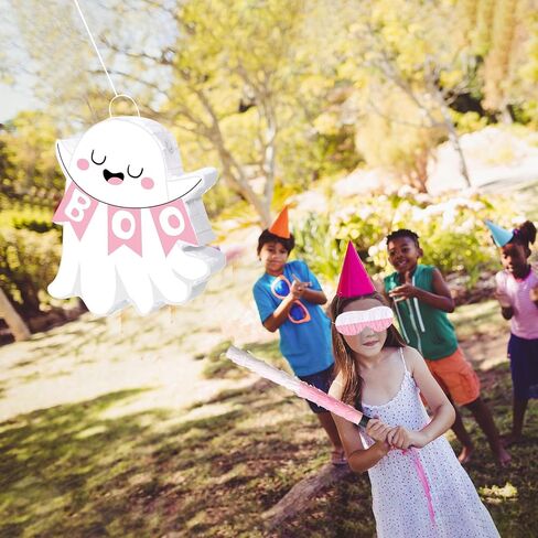 Aoriher Ghost Piñata Pink Halloween Piñata White Pink Ghost Party Piñata مع عصا الخفافيش عصا عصا عصيدة من أجل عيد ميلاد عيد ميلاد Halloween Holide Festival Party Supplies (لطيف) in Saudi Arabia