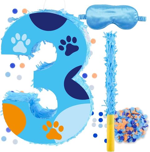 16 بوصة رقم 3 كلب paw بيناتا مع 16 بوصة piñata عصا عصا العصا عيبون لصبي فتاة الأطفال 3rd حفلة عيد ميلاد (3) in Kuwait