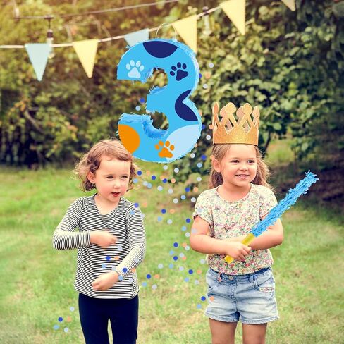 16 بوصة رقم 3 كلب paw بيناتا مع 16 بوصة piñata عصا عصا العصا عيبون لصبي فتاة الأطفال 3rd حفلة عيد ميلاد (3) in Kuwait