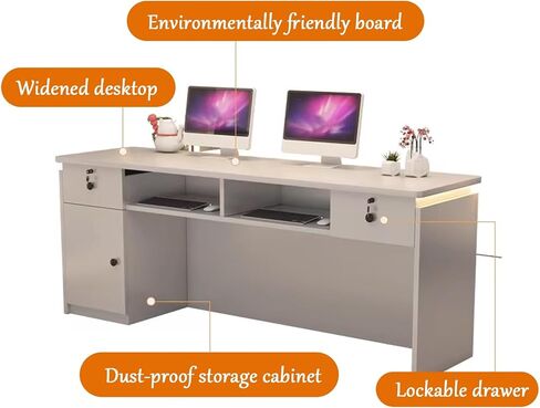 Modern Reception Desk with Counter,Checkout Counter Table,Compact Office Desk & Salon Reception Counter,for Salon Beauty Salon Supermarket(C,150cm/59in) in Kuwait