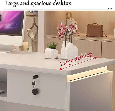 Modern Reception Desk with Counter,Checkout Counter Table,Compact Office Desk & Salon Reception Counter,for Salon Beauty Salon Supermarket(C,150cm/59in) in Kuwait