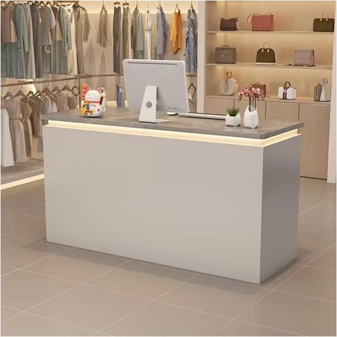 Modern Reception Desk with Counter,Checkout Counter Table,Compact Office Desk & Salon Reception Counter,for Salon Beauty Salon Supermarket(C,150cm/59in) in Kuwait