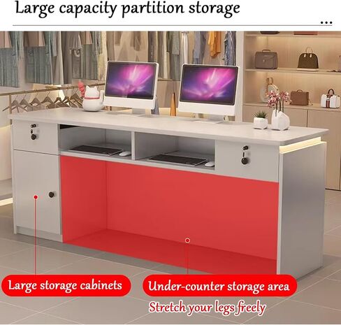 Modern Reception Desk with Counter,Checkout Counter Table,Compact Office Desk & Salon Reception Counter,for Salon Beauty Salon Supermarket(C,150cm/59in) in Saudi Arabia