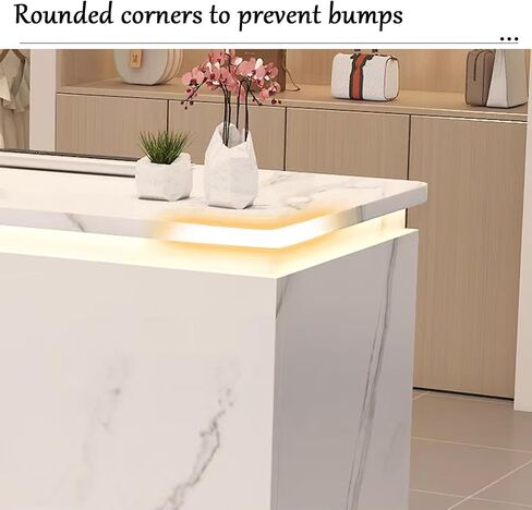 Modern Reception Desk with Counter,Checkout Counter Table,Compact Office Desk & Salon Reception Counter,for Salon Beauty Salon Supermarket(C,150cm/59in) in Saudi Arabia