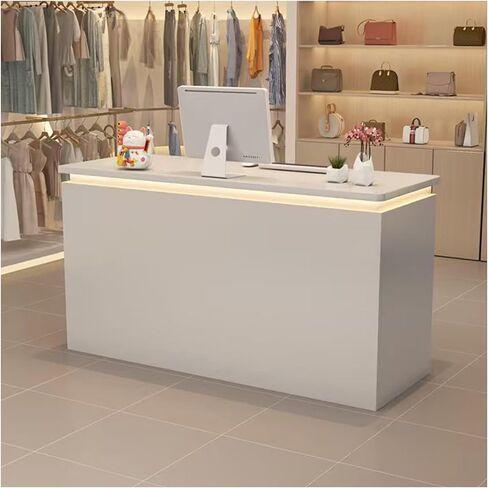 Modern Reception Desk with Counter,Checkout Counter Table,Compact Office Desk & Salon Reception Counter,for Salon Beauty Salon Supermarket(C,150cm/59in) in Saudi Arabia