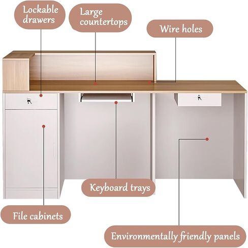 Front Desk Reception Counter,Modern Checkout Counter,Compact Office Desk & Salon Reception Counter,for Lobbies, Retail, Home Offices, Reception Room,(A6,R-47.2x23.6x39.3in) in Saudi Arabia