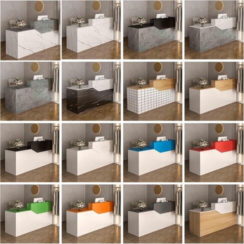 Front Desk Reception Counter,Modern Checkout Counter,Compact Office Desk & Salon Reception Counter,for Lobbies, Retail, Home Offices, Reception Room,(A6,R-47.2x23.6x39.3in) in Saudi Arabia