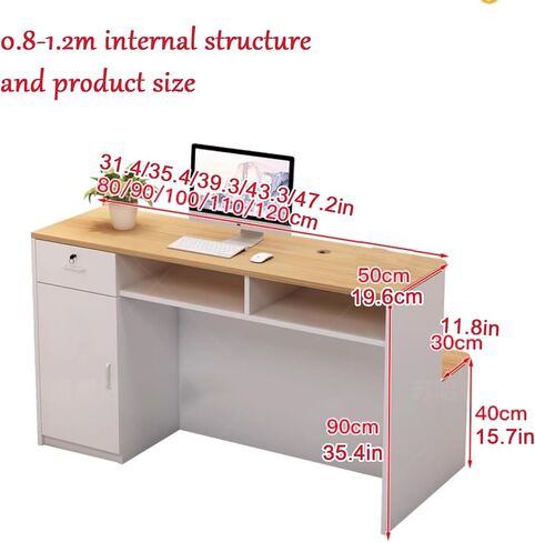 Reception Desk with LED Lights,Reception Desk,Front Desk Reception Room Table, Reception Room, Beauty Salon, Office Desk, Front Counter Table with Shelves(D-1,35.4x19.6x35.4in) in Saudi Arabia
