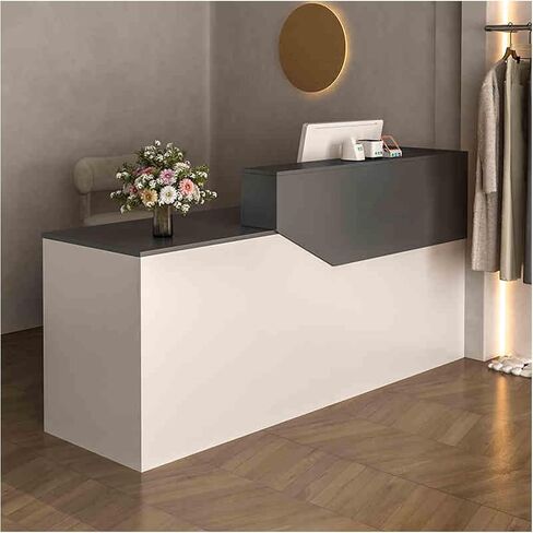 Front Desk Reception Counter,Modern Checkout Counter,Compact Office Desk & Salon Reception Counter,for Lobbies, Retail, Home Offices, Reception Room,(A6,R-47.2x23.6x39.3in) in Saudi Arabia