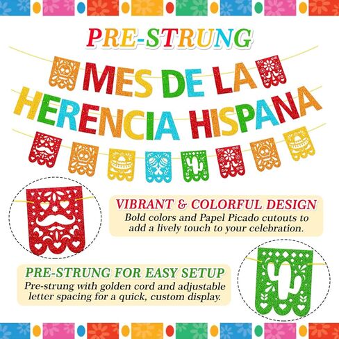 Mes De La Herencia Hispana Banner Hispanic Heritage Month Decorations Happy National Hispanic Heritage Month Party Supplies Latin American Theme Celebration in Kuwait