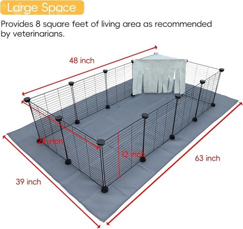 CHEGRON Guinea Pig Bedding 2PCS Waterproof Fleece Mats Premium C&C Cage Blanket for Ultimate Comfort and Hygiene - Fit for Small Animal Rabbit Hamster Ferret Kitrty Puppy Cage, 24x47 inch in Kuwait