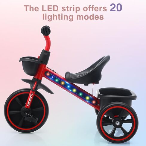دراجة ثلاثية العجلات الصغيرة للطفل من عمر 2-5 سنوات ، وأطفال مع ميزات LED LED Light & Safety ، ومقبض المقعد والوالدين القابل للتعديل ، وهدية للفتيات من 18 شهرًا إلى 5 سنوات ، والدراجة الثلاثية الداخلية في الهواء الطلق. in Kuwait