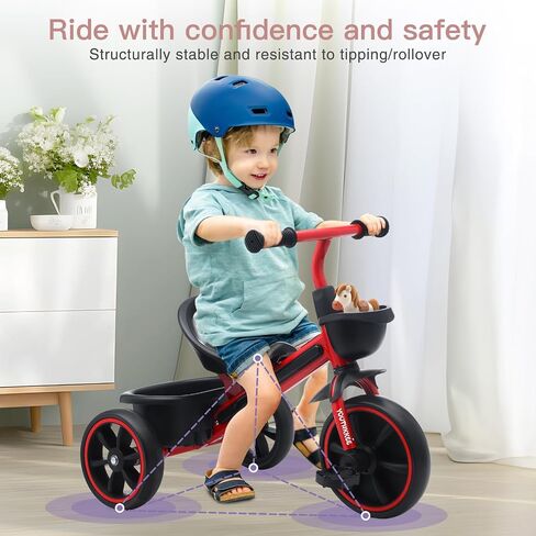 دراجة ثلاثية العجلات الصغيرة للطفل من عمر 2-5 سنوات ، وأطفال مع ميزات LED LED Light & Safety ، ومقبض المقعد والوالدين القابل للتعديل ، وهدية للفتيات من 18 شهرًا إلى 5 سنوات ، والدراجة الثلاثية الداخلية في الهواء الطلق. in Kuwait