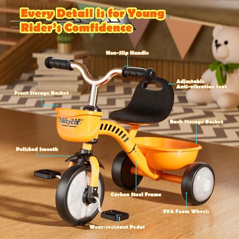 دراجة ثلاثية العجلات للأطفال الصغار 1-3 من 3-5 سنوات ، وليونيكورن رضيع دراجة Bike Baly Bike مع عجلات الإضاءة الملونة وسرات كبيرة ، وهدية عيد ميلاد ولعب 1 2 3 4 4 سنوات الفتيات in Kuwait