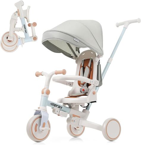 7 in 1 Baby Tricycle Toddler Trike Collapsible Frame Kid Rider Removable Pedal Ages 1Y-6Y in Kuwait