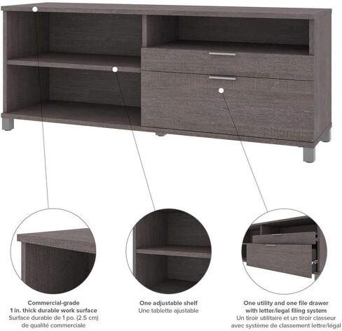 Bestar Pro-Linea Credenza مع درجتين ، 72W ، اللحاء الرمادي in Kuwait