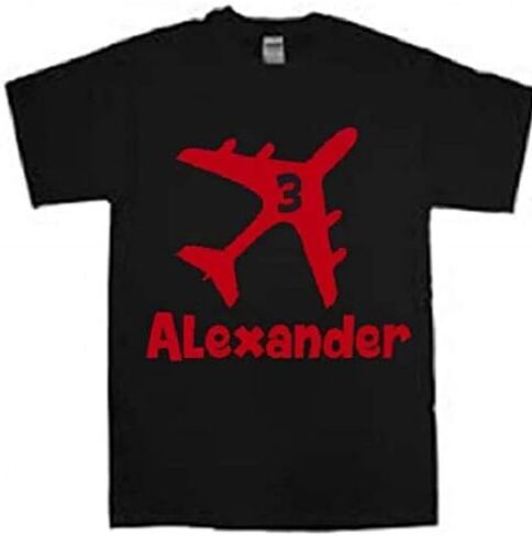 مخصصة مخصصة قميص الطائرات الأولاد أطفال الشباب الفتيات الطولون طائرة Tshirt اسم عيد ميلاد in Saudi Arabia