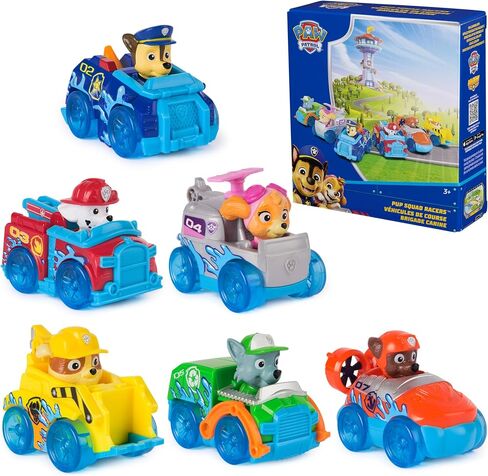 PAW Patrol Pup Squad Racers, 6-Pack of PAW Patrol Vehicles with Chase, Marshall, Skye, Rubble, Rocky, & Zuma, Kids Toys for Boys & Girls Ages 3 and Up in Kuwait