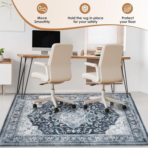 Office Chair Mat Desk Chair Hardwood Mat, Under Chair Mat for Rolling Chair for Home Gaming Tile Floor,Large Floor Protector Rug,Anti-Slip, Fauxwool Material(Blue, 48x60) in Kuwait