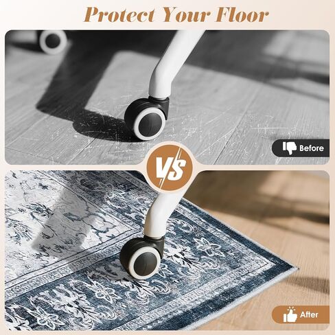 Office Chair Mat Desk Chair Hardwood Mat, Under Chair Mat for Rolling Chair for Home Gaming Tile Floor,Large Floor Protector Rug,Anti-Slip, Fauxwool Material(Blue, 48x60) in Kuwait