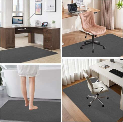 حصيرة كرسي المكتب لـ Hardwood Floor & Tile Desk Mat للكراسي المتداولة ، تحمي سجادة منطقة مكتب Hardfloor لمحطات العمل ، حصيرة كرسي متينة لاستخدام المنزل والمكتب (Dark Gray ، 36 × 48 بوصة) in Kuwait