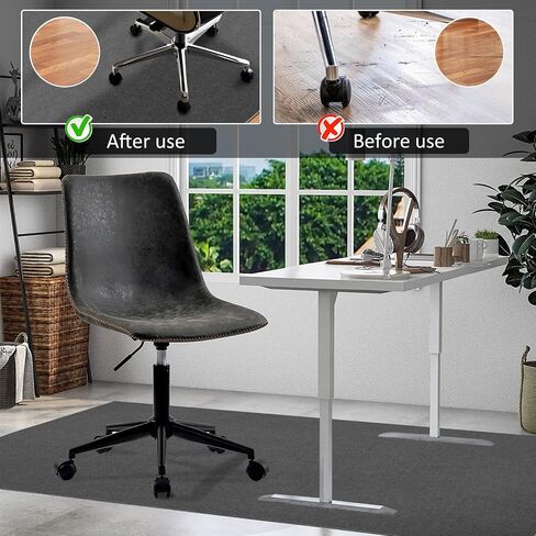 حصيرة كرسي المكتب لـ Hardwood Floor & Tile Desk Mat للكراسي المتداولة ، تحمي سجادة منطقة مكتب Hardfloor لمحطات العمل ، حصيرة كرسي متينة لاستخدام المنزل والمكتب (Dark Gray ، 36 × 48 بوصة) in Kuwait
