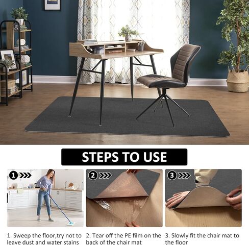 حصيرة كرسي المكتب لـ Hardwood Floor & Tile Desk Mat للكراسي المتداولة ، تحمي سجادة منطقة مكتب Hardfloor لمحطات العمل ، حصيرة كرسي متينة لاستخدام المنزل والمكتب (Dark Gray ، 36 × 48 بوصة) in Kuwait