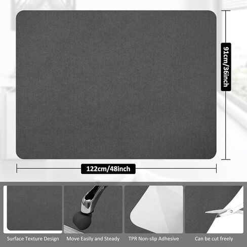 حصيرة كرسي المكتب لـ Hardwood Floor & Tile Desk Mat للكراسي المتداولة ، تحمي سجادة منطقة مكتب Hardfloor لمحطات العمل ، حصيرة كرسي متينة لاستخدام المنزل والمكتب (Dark Gray ، 36 × 48 بوصة) in Kuwait