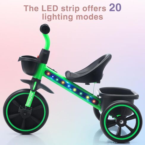دراجة ثلاثية العجلات الصغيرة للطفل من عمر 2-5 سنوات ، وأطفال مع ميزات LED LED Light & Safety ، ومقبض المقعد والوالدين القابل للتعديل ، وهدية للفتيات من 18 شهرًا إلى 5 سنوات ، والدراجة الثلاثية الداخلية في الهواء الطلق. in Kuwait