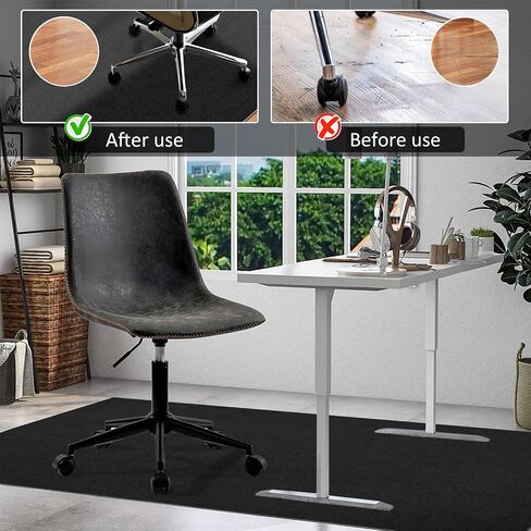 حصيرة كرسي المكتب لـ Hardwood Floor & Tile Desk Mat للكراسي المتداولة ، تحمي سجادة منطقة مكتب Hardfloor لمحطات العمل ، حصيرة كرسي متينة لاستخدام المنزل والمكتب (Dark Gray ، 36 × 48 بوصة) in Kuwait