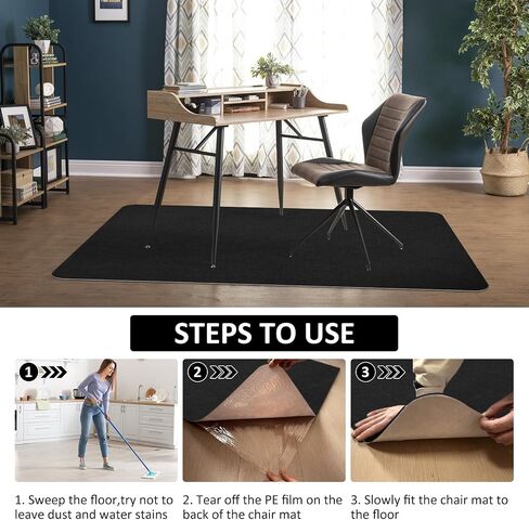 حصيرة كرسي المكتب لـ Hardwood Floor & Tile Desk Mat للكراسي المتداولة ، تحمي سجادة منطقة مكتب Hardfloor لمحطات العمل ، حصيرة كرسي متينة لاستخدام المنزل والمكتب (Dark Gray ، 36 × 48 بوصة) in Kuwait
