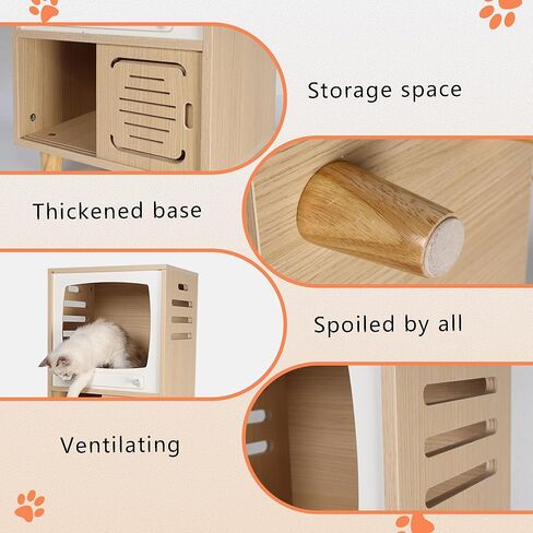 طاولة جانبية Cat House ، 2 في 1 في 1 Cat Cat Table مع لوحة الخدش-مركز كبير على طراز TV-TV-اثنين من مستويين ، مناسبة للاستخدام الداخلي ، بجانب السرير. (الجوز ، س) in Kuwait