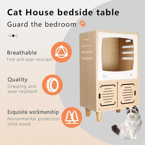 طاولة جانبية Cat House ، 2 في 1 في 1 Cat Cat Table مع لوحة الخدش-مركز كبير على طراز TV-TV-اثنين من مستويين ، مناسبة للاستخدام الداخلي ، بجانب السرير. (الجوز ، س) in Kuwait