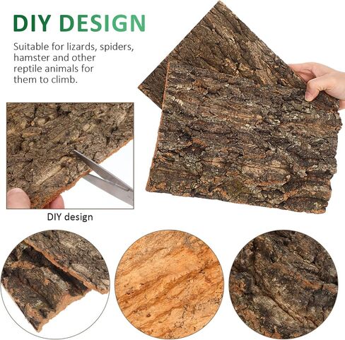 2pcs Natural Cork Bark Bits Reptile Bark Bedding Flat Cork Bedding Terrariums Substrate for Snake Spiders Bearded Dragons Frogs Tank Supplies in Saudi Arabia