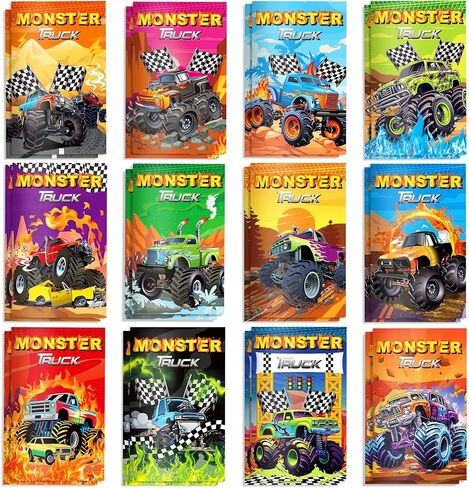 littkeef cliaet 24 Pcs Mini Monster Truck Themed Notepads Monster Truck Party Favors Car Spiral Pocket Notepads Goodie Bag Stuffers Notepads Spiral Mini Notebooks for Teens Teacher Classroom Reward in Saudi Arabia