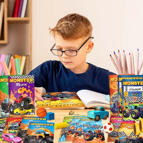 littkeef cliaet 24 Pcs Mini Monster Truck Themed Notepads Monster Truck Party Favors Car Spiral Pocket Notepads Goodie Bag Stuffers Notepads Spiral Mini Notebooks for Teens Teacher Classroom Reward in Saudi Arabia