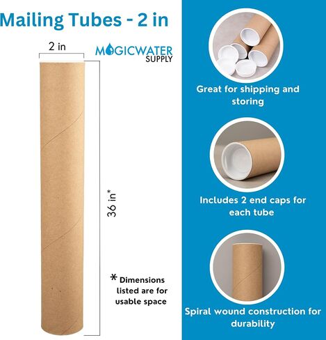 2 inch x 36 inch, Mailing Tubes with Caps (6 Pack) | MagicWater Supply in Saudi Arabia