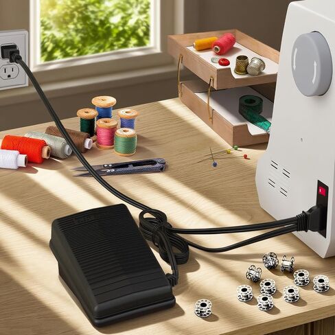 دواسة آلة الخياطة وحبل الطاقة لجانوم آند كينمور ، متوافق مع Janome 033770217 204D 3125 3128 3434D 415 2212 7318 7933 8002D 11706 HD1000 HD3000 YC-482J-1 Kenmore 385.106300 385.15516000 in Kuwait