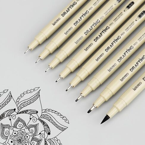 Micron 8 Counts Fineliner Pens - Archival Black Ink Pen - Assorted Points Sizes 0.05mm to 2mm Ultra Fine Tips & Brush Pens for Writing, Drawing, or Bullet Journaling (8 Point Sizes) in Kuwait