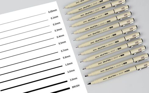 Micron 8 Counts Fineliner Pens - Archival Black Ink Pen - Assorted Points Sizes 0.05mm to 2mm Ultra Fine Tips & Brush Pens for Writing, Drawing, or Bullet Journaling (8 Point Sizes) in Kuwait