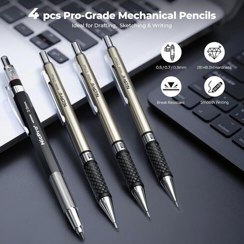 أدوات صياغة NICPRO 16PCS مع 12 '' ‘'‘' Architect Architect Accouner ، أقلام الرصاص الميكانيكية 0.5 ، 0.7 ، 0.9 و 2 مم ، عبوات الرصاص ، وسادة ورق الرسم البياني 2 ، مجموعة رسم هندسية للمهندسين تصميم الطلاب in Saudi Arabia