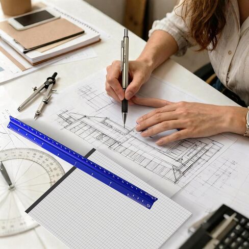 أدوات صياغة NICPRO 16PCS مع 12 '' ‘'‘' Architect Architect Accouner ، أقلام الرصاص الميكانيكية 0.5 ، 0.7 ، 0.9 و 2 مم ، عبوات الرصاص ، وسادة ورق الرسم البياني 2 ، مجموعة رسم هندسية للمهندسين تصميم الطلاب in Saudi Arabia