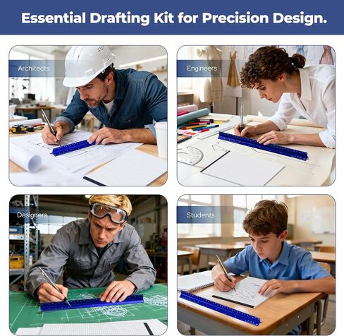 أدوات صياغة NICPRO 16PCS مع 12 '' ‘'‘' Architect Architect Accouner ، أقلام الرصاص الميكانيكية 0.5 ، 0.7 ، 0.9 و 2 مم ، عبوات الرصاص ، وسادة ورق الرسم البياني 2 ، مجموعة رسم هندسية للمهندسين تصميم الطلاب in Saudi Arabia