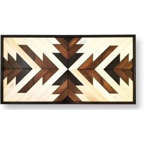 Native Wood Wall Art- Farmhouse Wood Wall Panel - Wood Wall Art Geometric- Rustic Wood Wall Hanging - Wood Wall Art Wooden Aztec Wall Decor Boho Western Wall Decor Farmhouse Home (Geometric, Medium) in Saudi Arabia