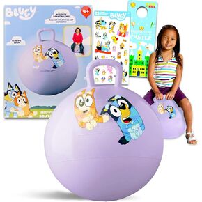 Bluey Hopper Ball Outdoor Set - Bundle تشمل كرة قادوس 15 بوصة للبنين والبنات في الهواء الطلق ، والحفلات بالإضافة إلى ملصقات ، المزيد | Bluey Jumping Ball للأطفال الصغار in Kuwait