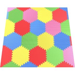 Angels 31 pcs Foam Play Mats, Colorful Hexagon Interlocking Puzzle playmat Tiles Multi Use, Create & Build A Safe Play Area, eva Non-Toxic Floor for Children Toddler Infant Kids Baby Room & Yard in Kuwait