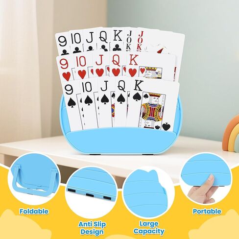 حاملي البطاقات للعب الورق ، حاملان للبطاقات للبالغين وكبار السن ، حامل ألعاب البطاقات المجاني للأيدي من أجل التهاب المفاصل الصغير ، وأحزاب لعبة البوكر سفر عائلة (Blue & Pink) in Kuwait